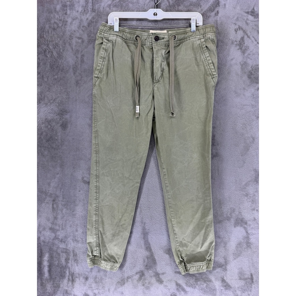 Abercrombie & Fitch Jogger Pants Mens M Green Cotton Twill Utility Drawstring